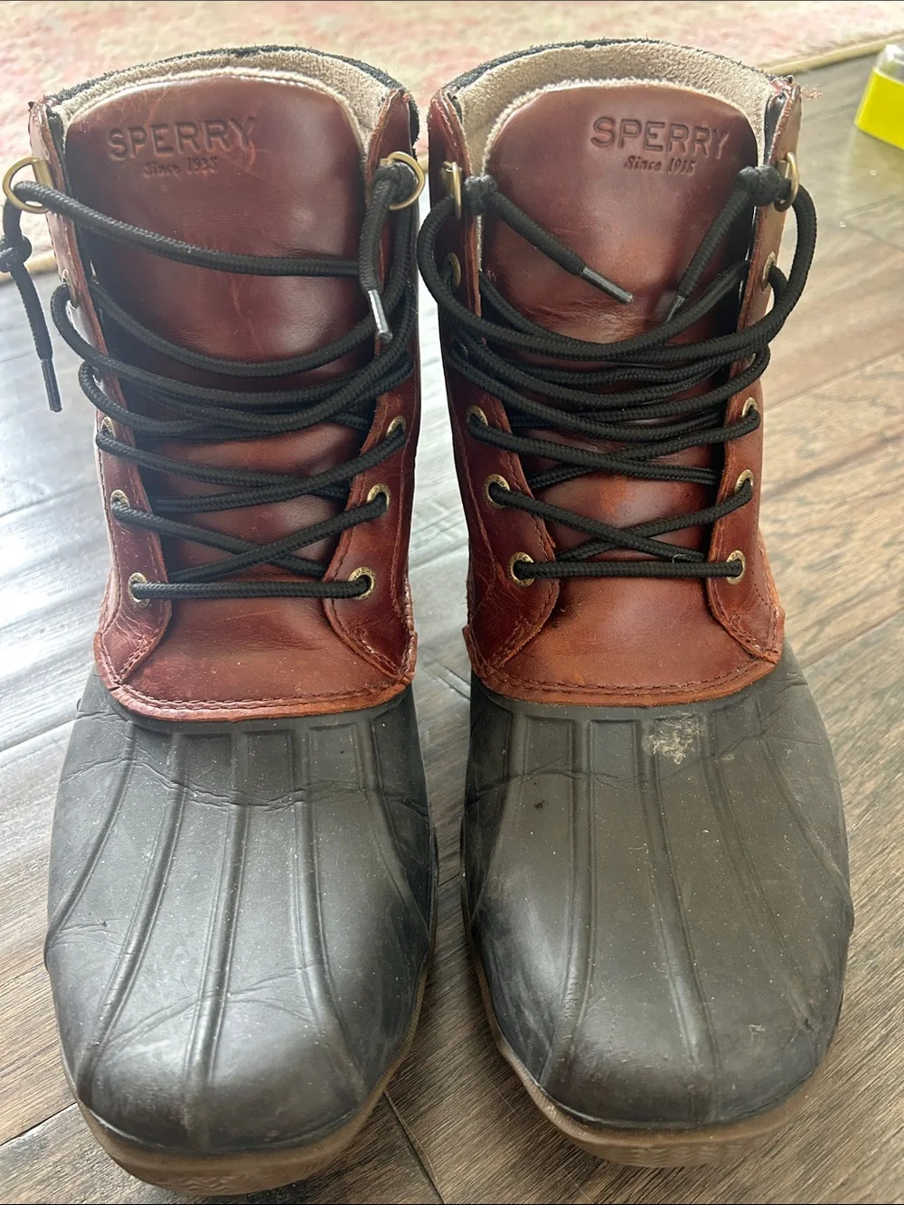 Sperry Men's Brown Leather & Black Rubber Duck Boots